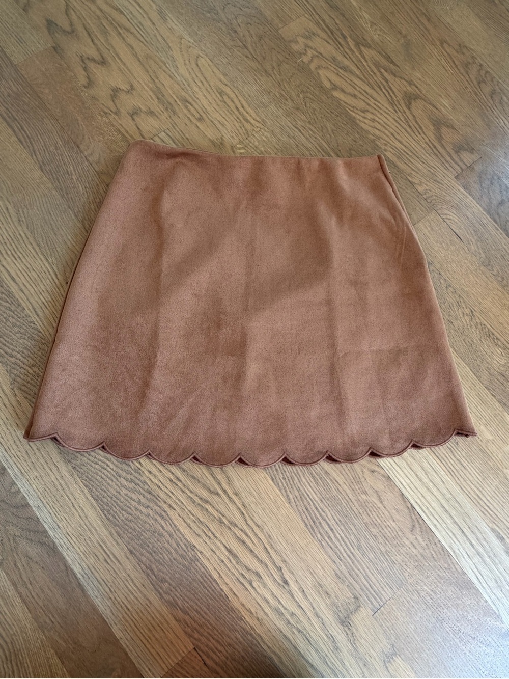 Trixxi Scalloped Hem Mini Skirt - Rust Brown